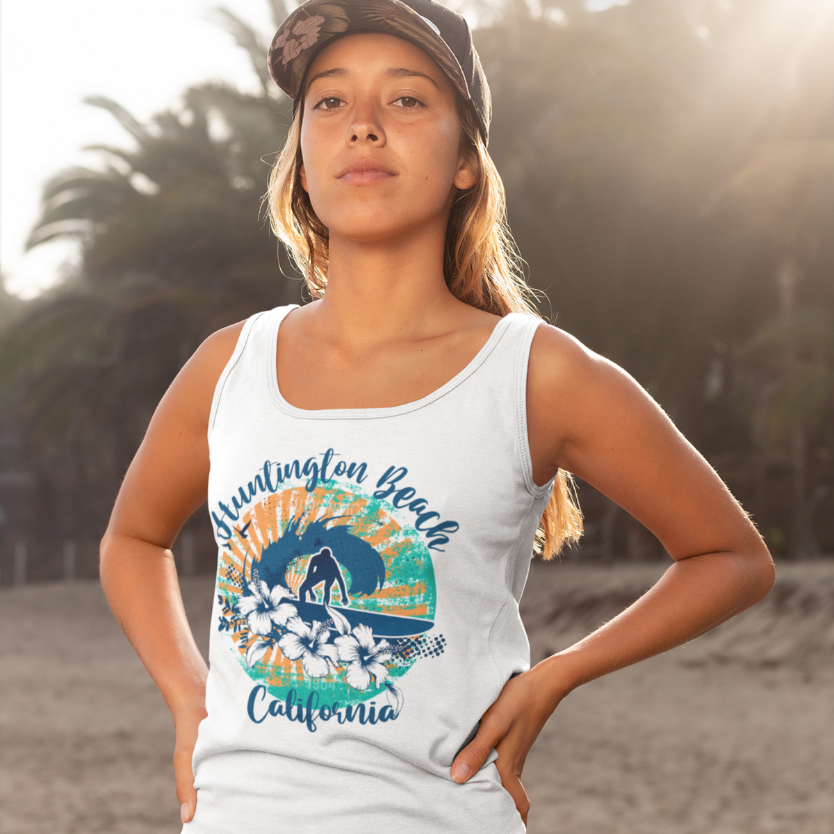 Huntington Beach Beach Bum Surfer Shirt | Beach Lover Gift | Unisex Jersey Tank Top