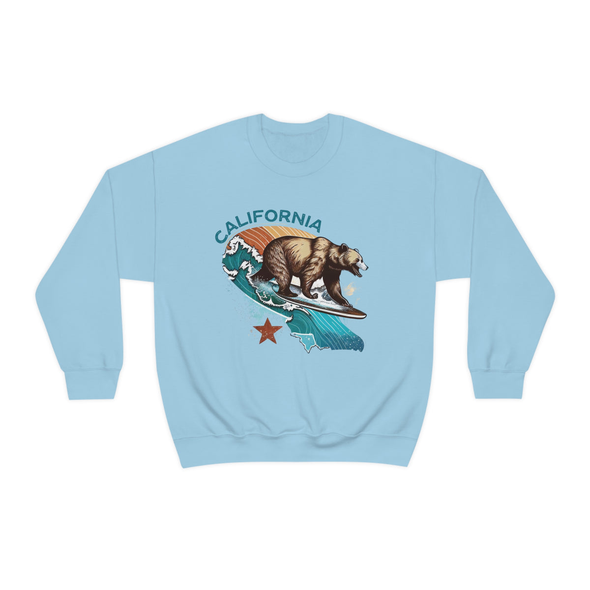 California Bear Surf Shirt | California Beach Bum Shirt | Retro Shirt | California Gifts | Unisex Crewneck Sweatshirt
