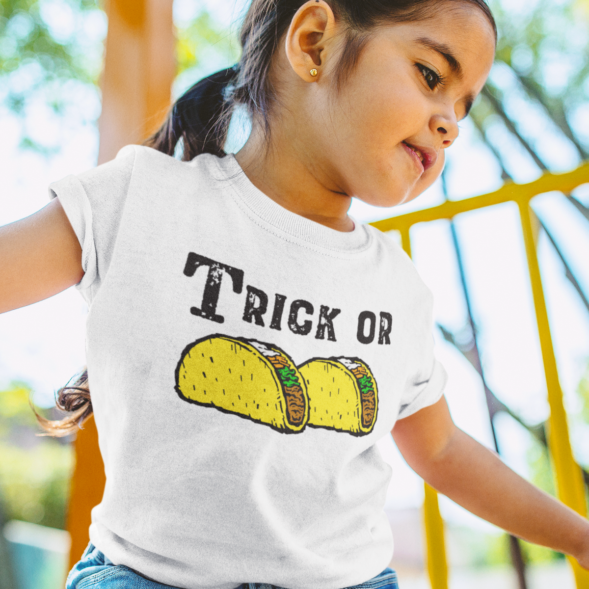 Trick or Tacos Funny Halloween Taco Shirt | Taco Lover Gift | Youth Jersey T-shirt