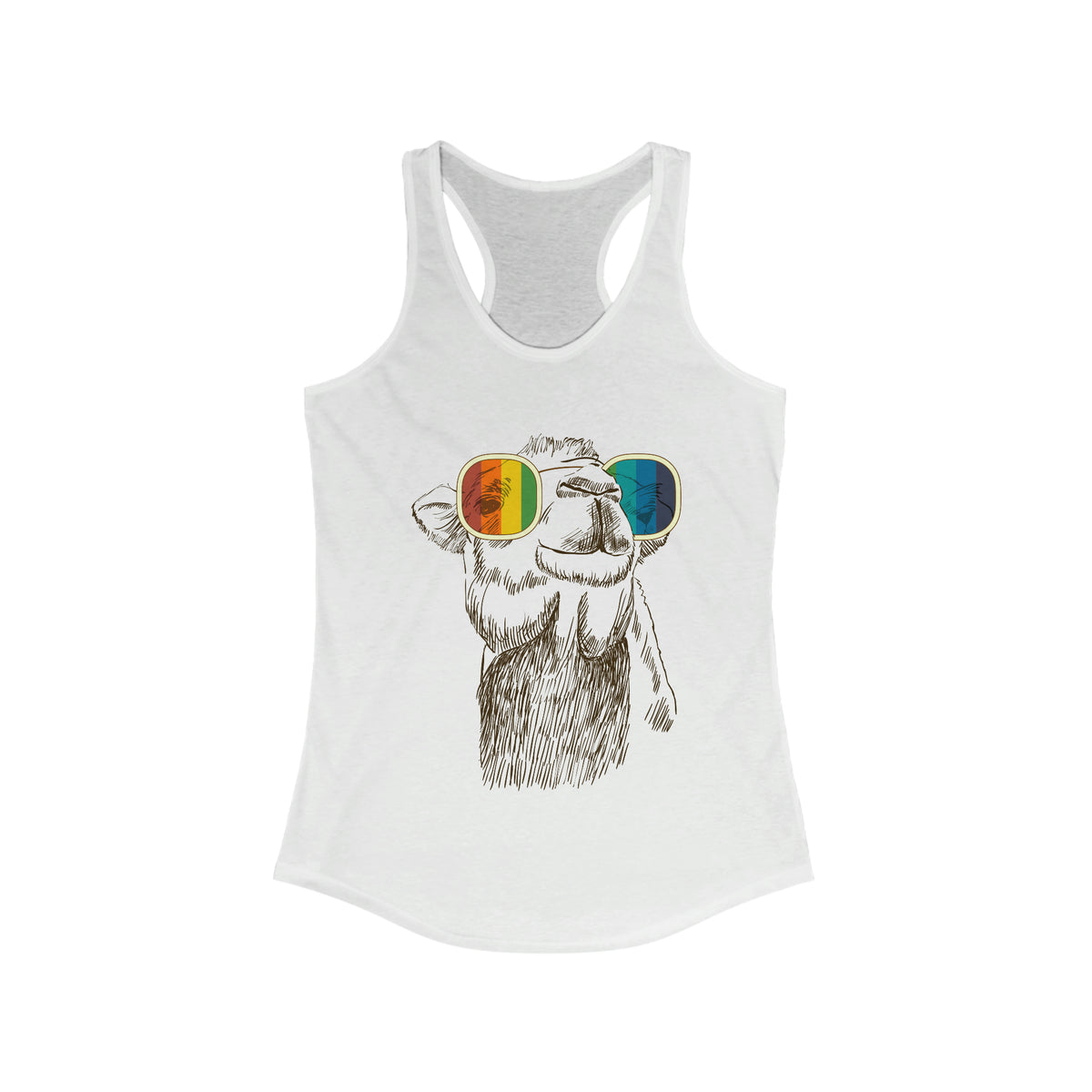 Camel Retro Rainbow Funny Aesthetic Shirt | Joe Cool Gifts | Women's Slim-fit Racerback Tank Top