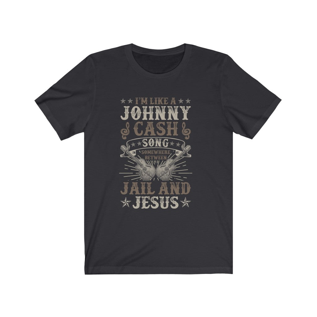 Jesus & Jail Johnny Cash Song Guitar Shirt | Graphic tees | Bella Canvas Unisex Jersey T-shirt
