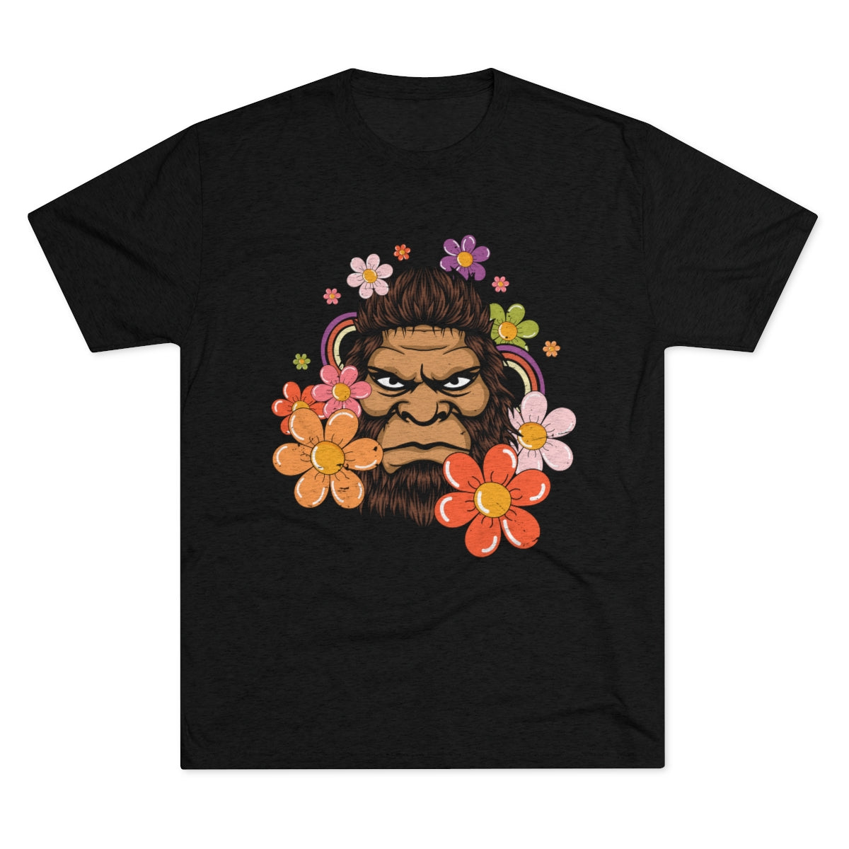 Retro 70s Floral Bigfoot Shirt | Funny Flower Power Shirt | Men's  Tri-blend T-shirt