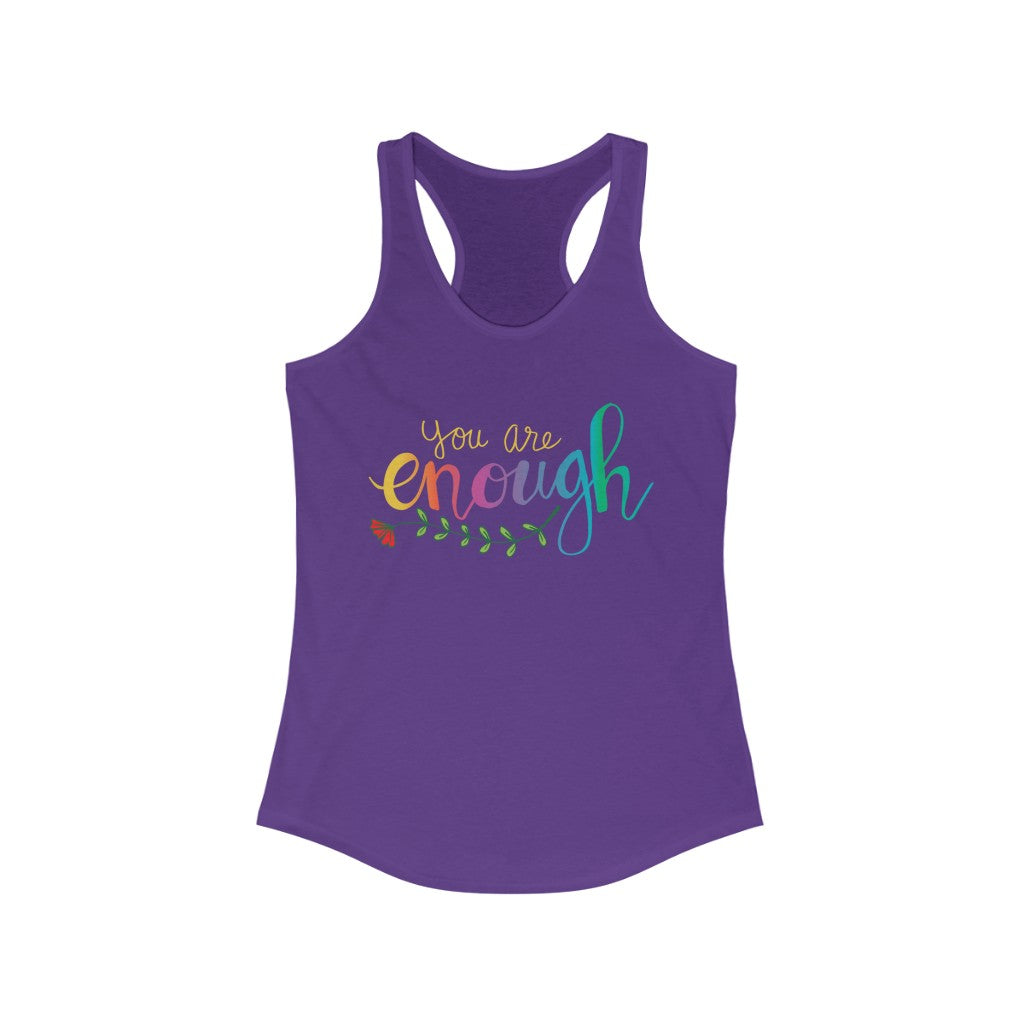 You Are Enough Girl Power Psychology Shirt | Psychologist Gift | Women's Slim-fit Racerback Tank Top