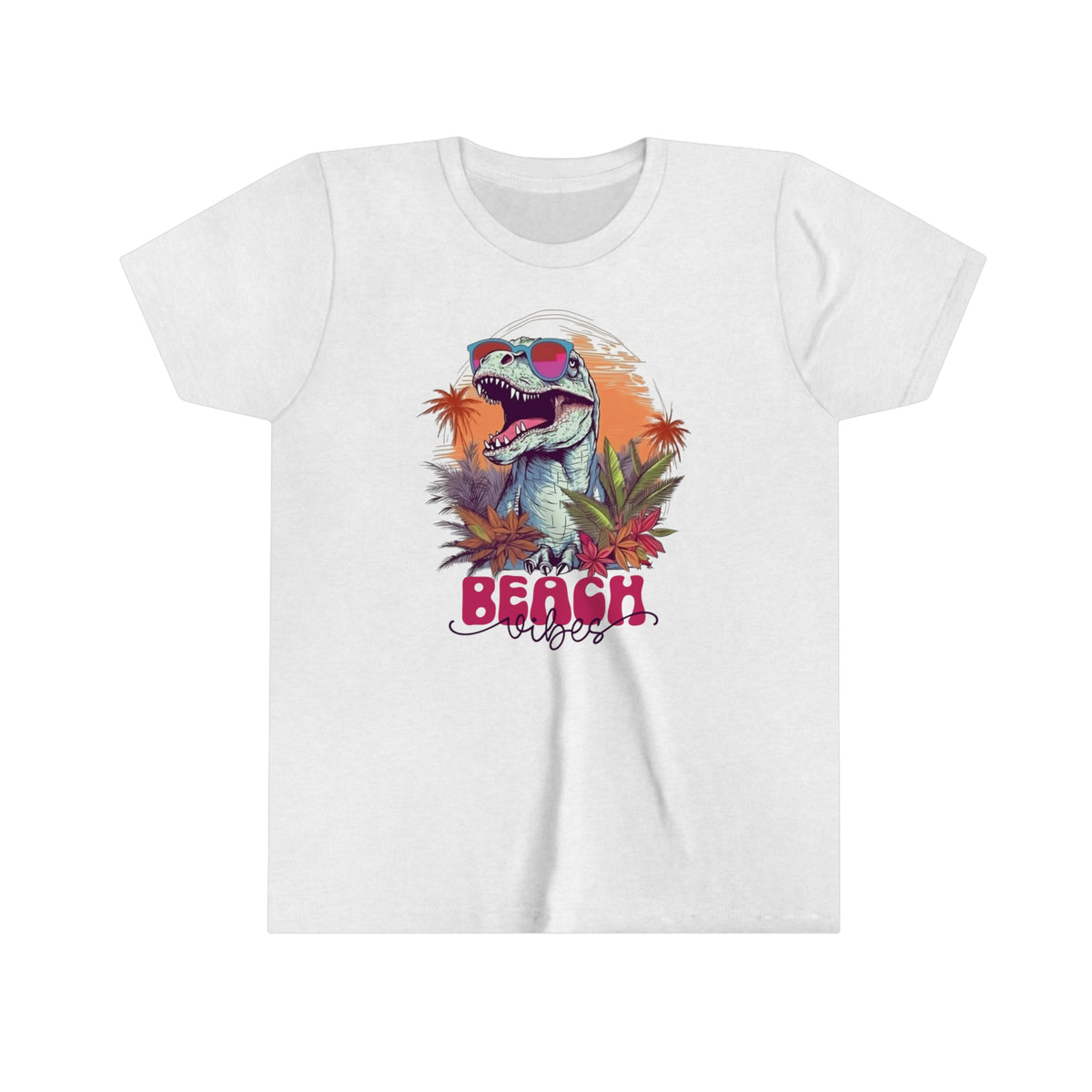 Beach Vibes T Rex Shirt | Funny Dinosaur Shirt | Beach Bum Shirt | Tropical Summer Shirt | Youth Jersey T-shirt