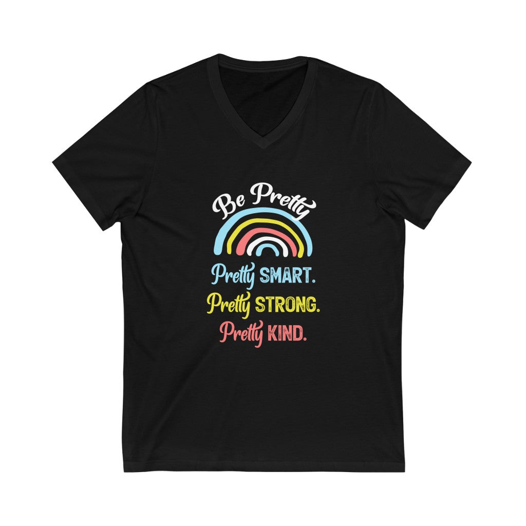 Be Pretty School Counselor Psychology Shirt | Girl Power Psychologist Gift | Unisex Jersey V-neck T-shirt