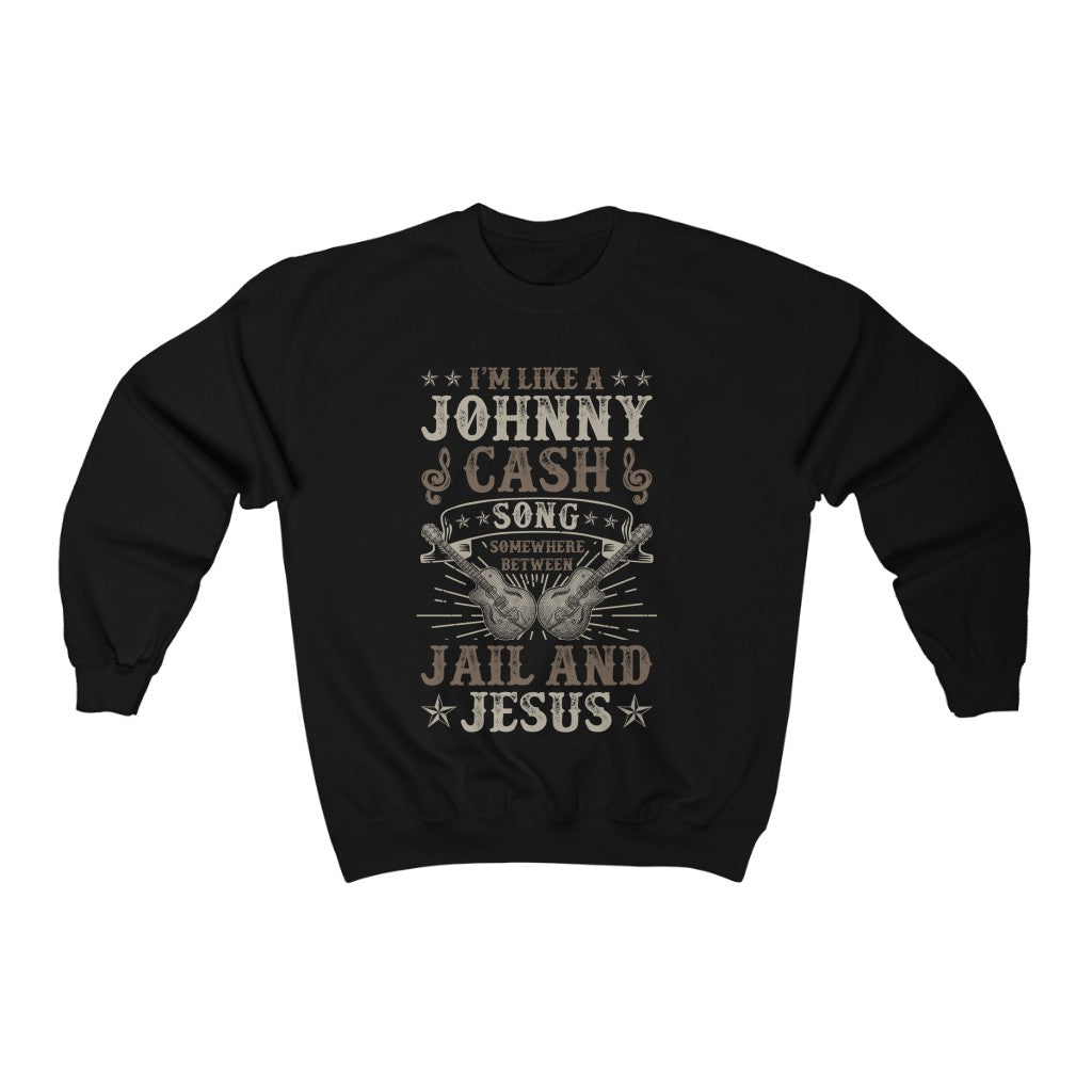 Jesus & Jail Johnny Cash Song Guitar Shirt | Graphic tees | Unisex Crewneck Sweatshirt