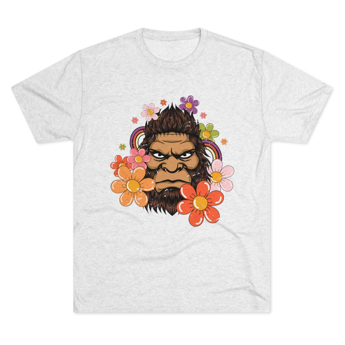 Retro 70s Floral Bigfoot Shirt | Funny Flower Power Shirt | Men's  Tri-blend T-shirt