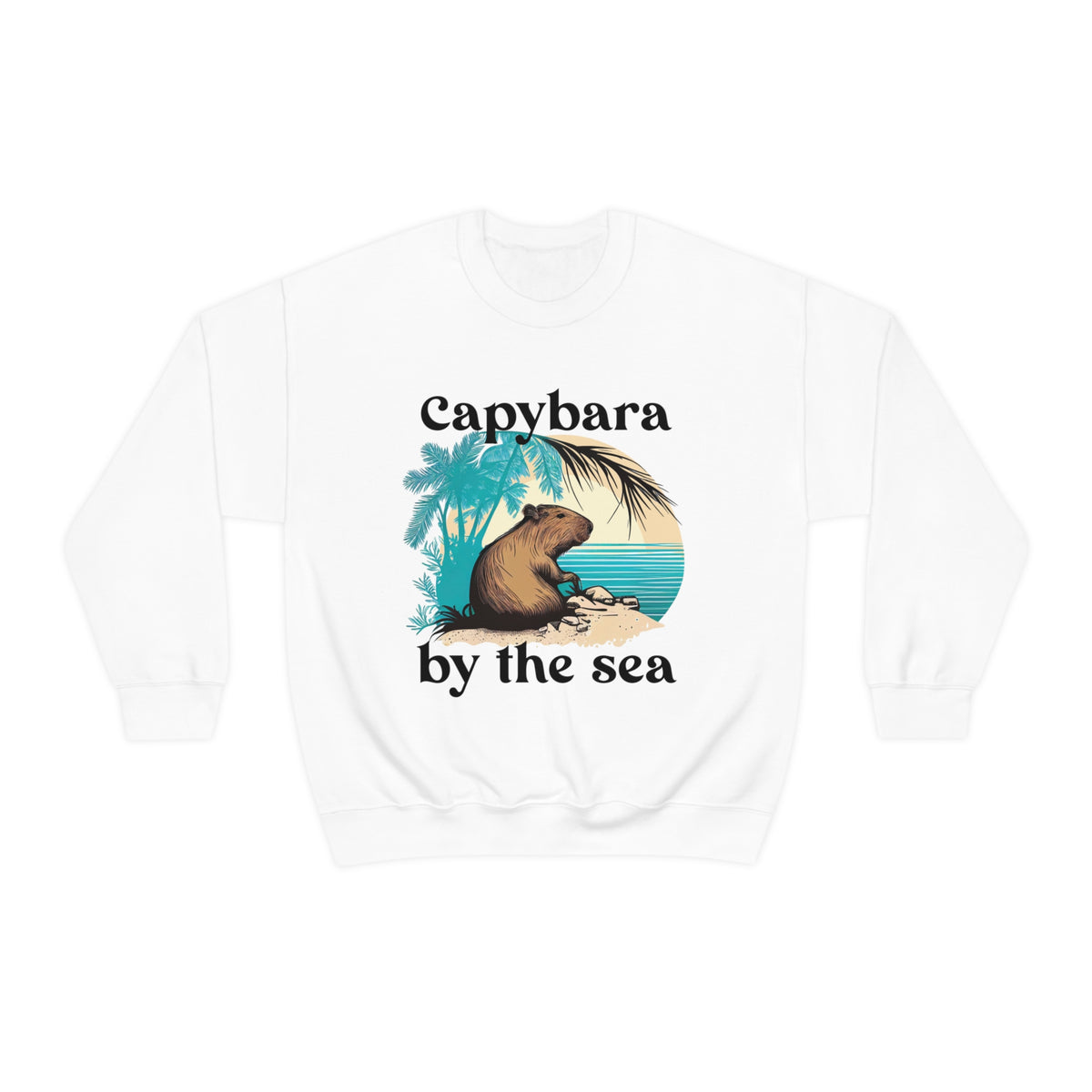 Capybara By The Sea Shirt | Capybara Lover Gift | Tropical Island Sweatshirt | Funny Capybara Shirt| | Unisex Crewneck Sweatshirt