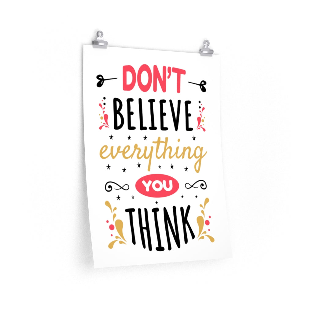 Don't Believe Everything You Think Wall Art | School Psychologist Mindfulness Gift | Home Decor