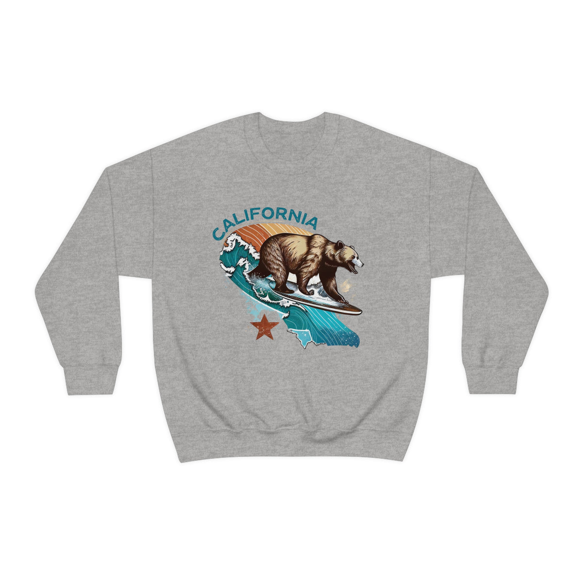 California Bear Surf Shirt | California Beach Bum Shirt | Retro Shirt | California Gifts | Unisex Crewneck Sweatshirt