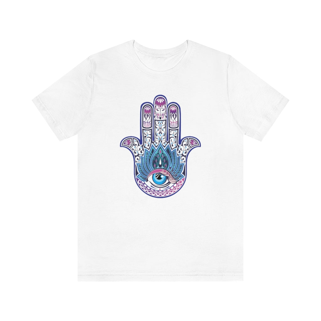 Hand of Fatima Evil Eye Muslim Hamsa Shirt | Protection Amulet Gift | Unisex Jersey T-shirt