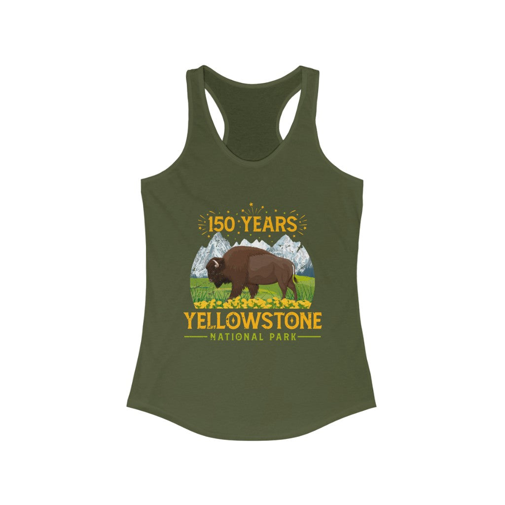 Yellowstone National Park Camping Shirt | Yellowstone 150th Anniversary Gift | Women's Slim-fit Racerback Tank Top