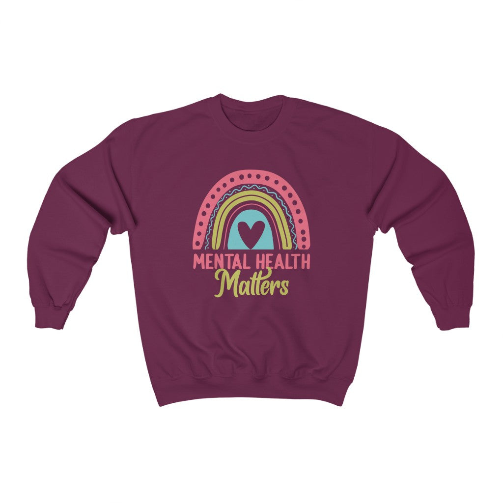Mental Health Matters School Psychology Shirt | Rainbow Gift | Unisex HeavyBlend Crewneck Sweatshirt