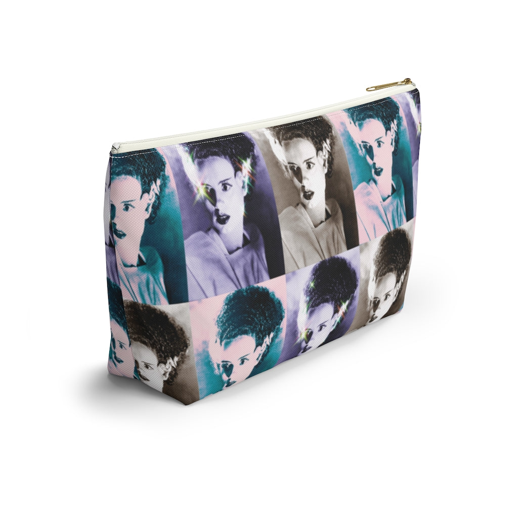 Bride of Frankenstein Makeup Cosmetic Bag | Halloween Gifts | Accessory Pouch with T-Bottom