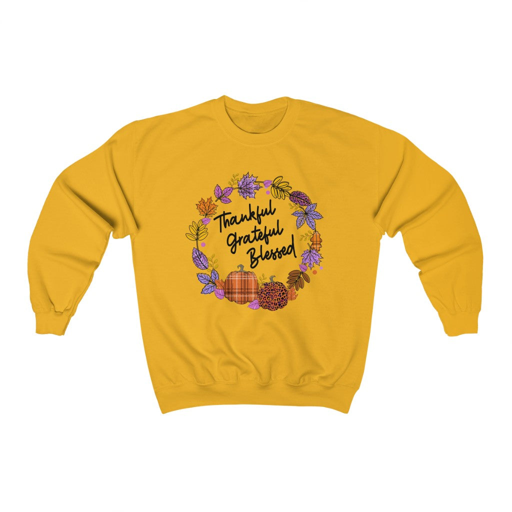 Thankful Buffalo Plaid Pumpkin Fall Shirt | Unisex Crewneck Sweatshirt
