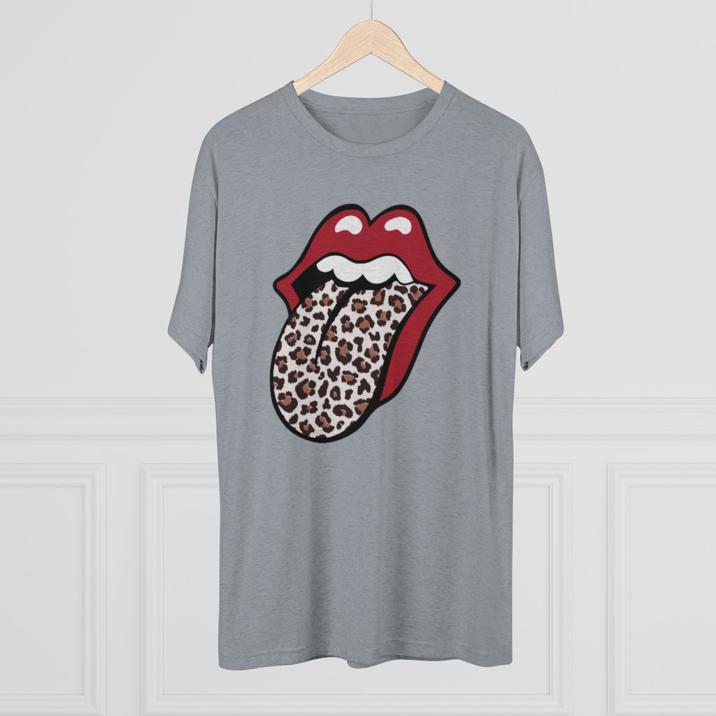 Leopard Print Tongue Red Lips T-shirt l Vintage Rock 'n Roll Gift | Men's  Tri-blend T-shirt