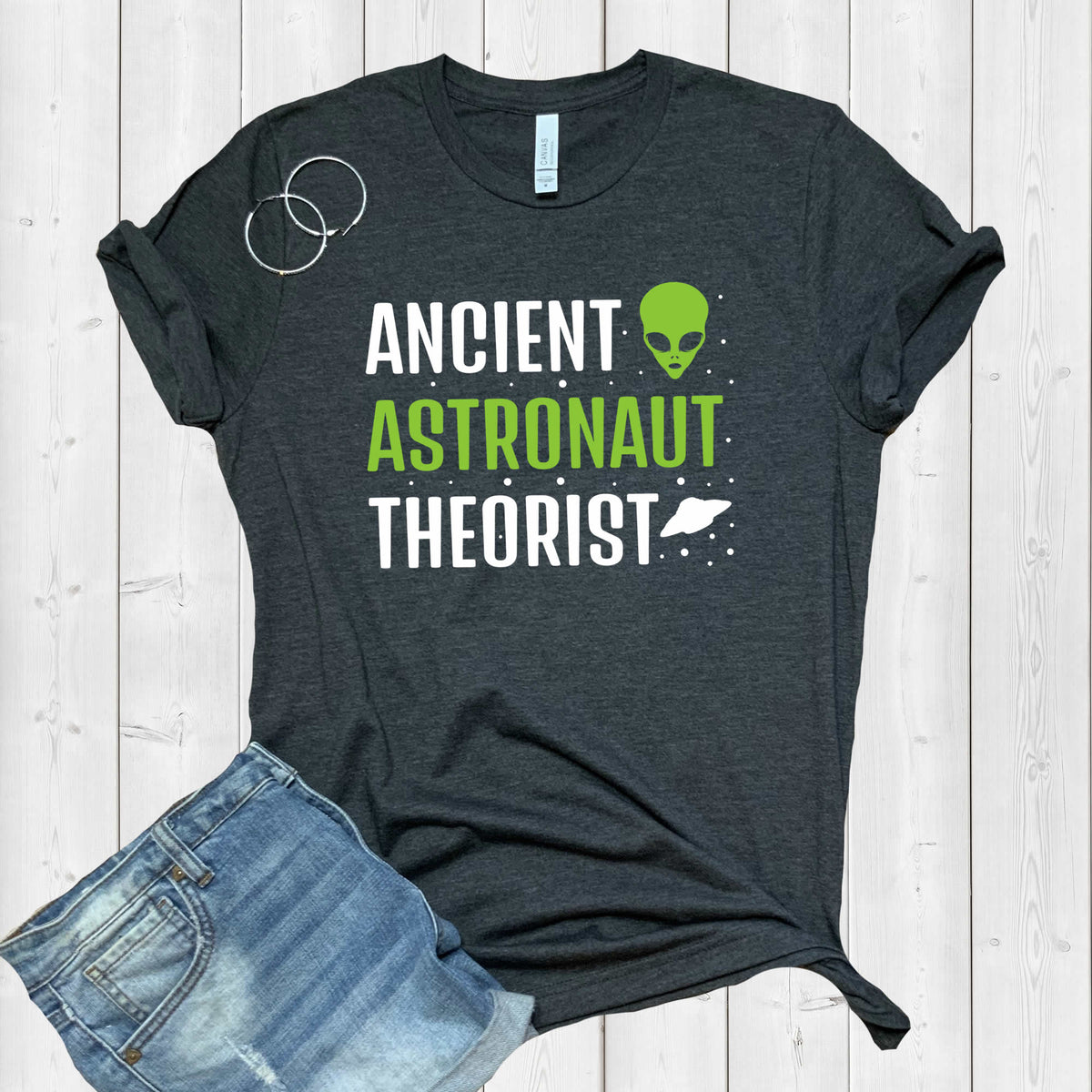 Ancient Astronaut Theorist Alien UFO Shirt | Funny Alien Gift | Bella Canvas Unisex Jersey T-shirt