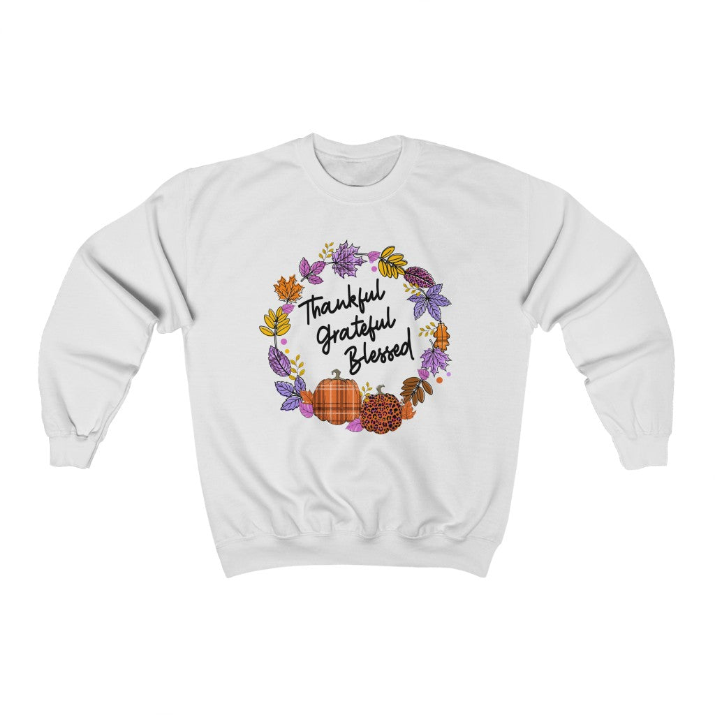 Thankful Buffalo Plaid Pumpkin Fall Shirt | Unisex Crewneck Sweatshirt