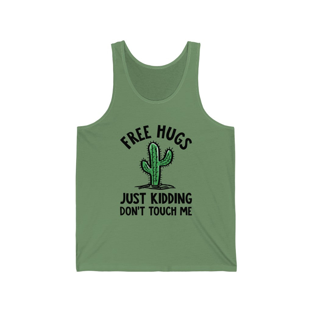 Free Hugs Cactus Funny Introvert Shirt Antisocial Gift | Unisex Jersey Tank Top