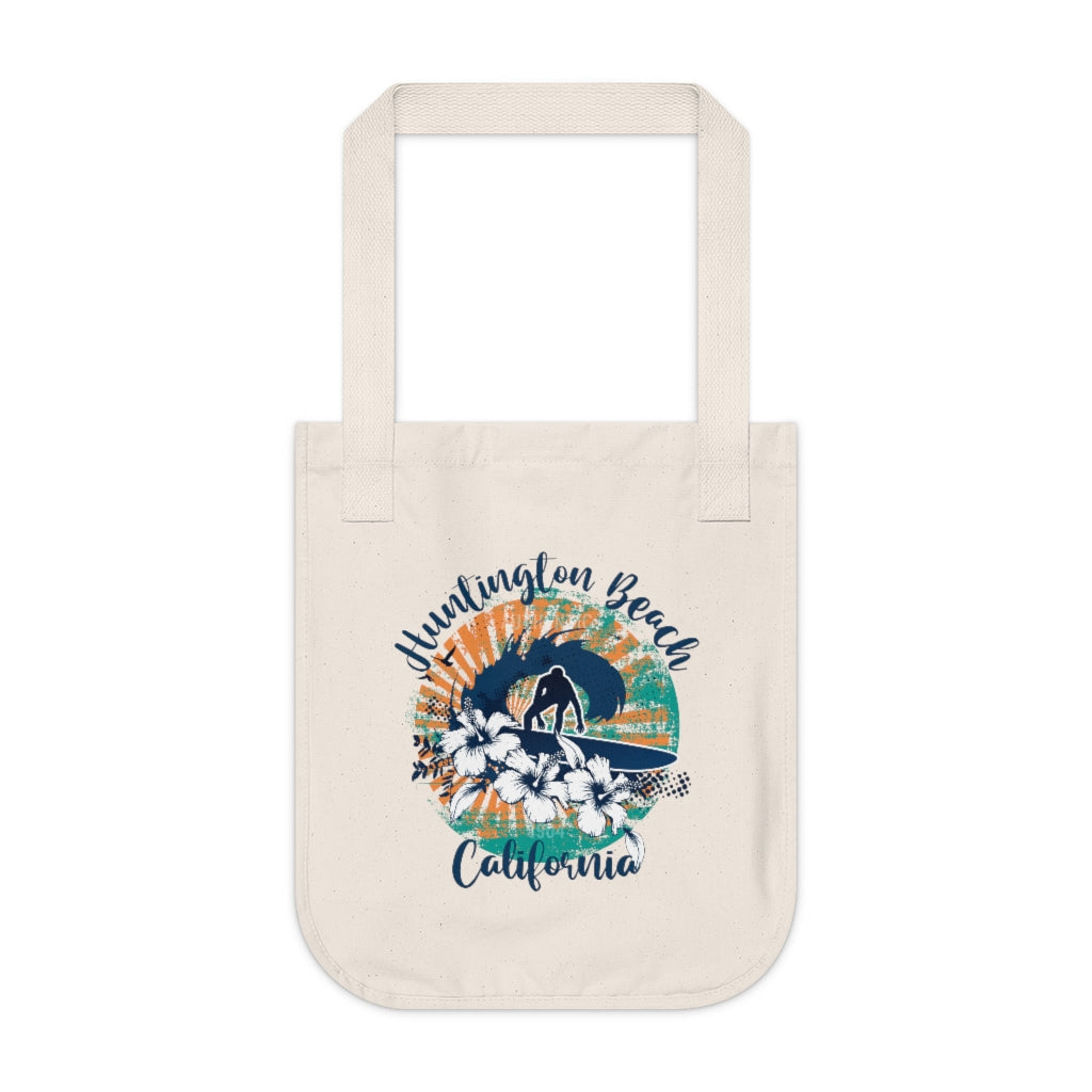 Huntington Beach Beach Bum Surfer Tote Bag | Beach Lover Gift | Organic Canvas Tote Bag