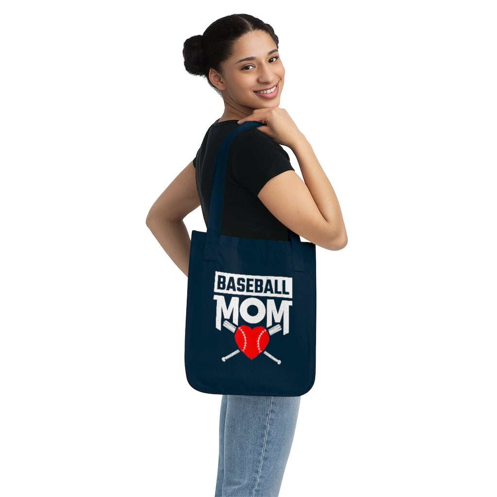 Baseball Mom Heart Aesthetic Tote | Mothers Day Mom Gift | Organic Canvas Tote Bag