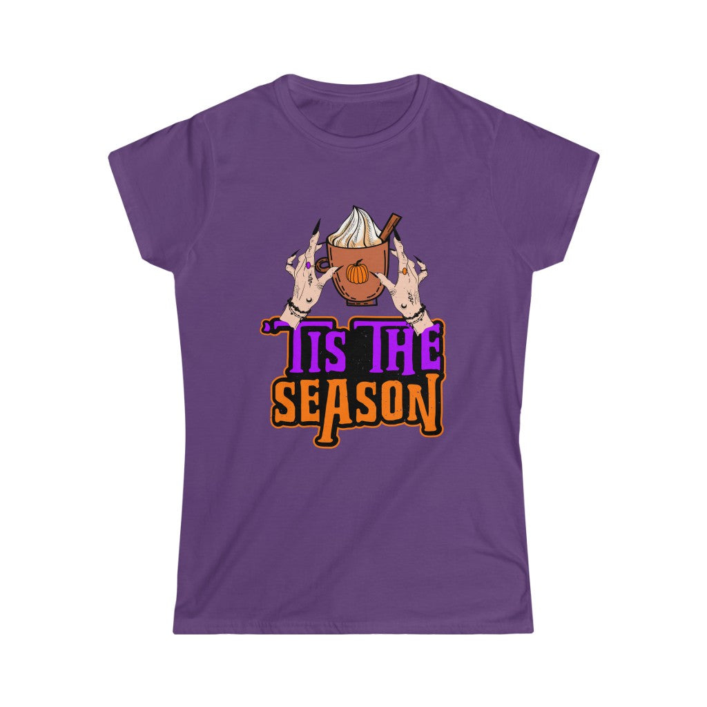 Tis the Season Pumpkin Spice Witch Shirt | Halloween Shirt | Coffee Shirt | Women's Slim-fit Soft Style T-shirt
