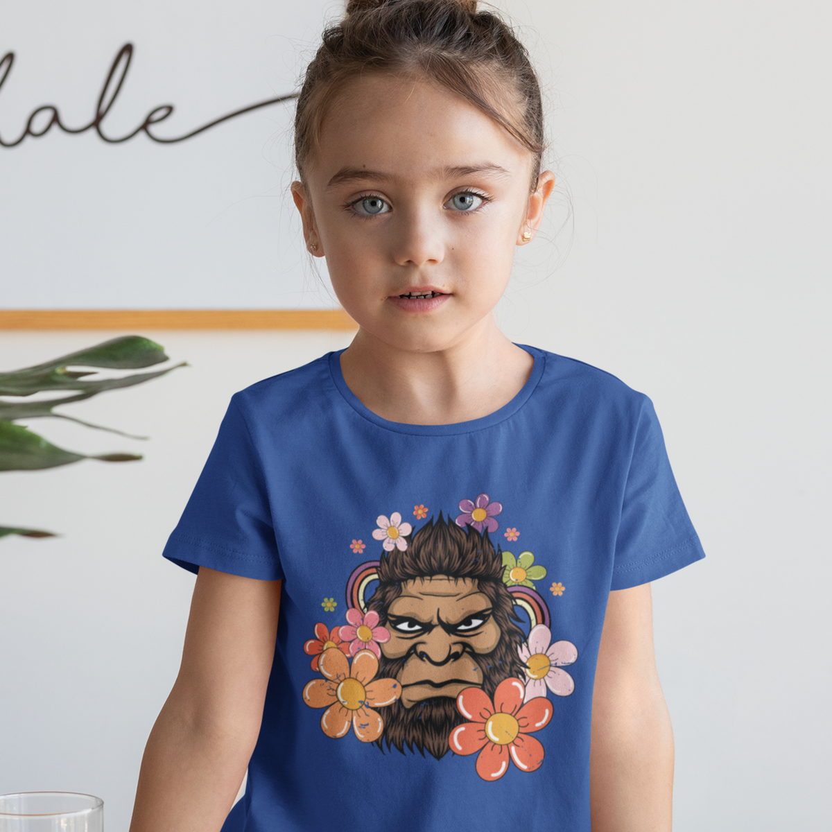 Retro 70s Floral Bigfoot Shirt | Funny Flower Power Shirt | Youth Jersey T-shirt