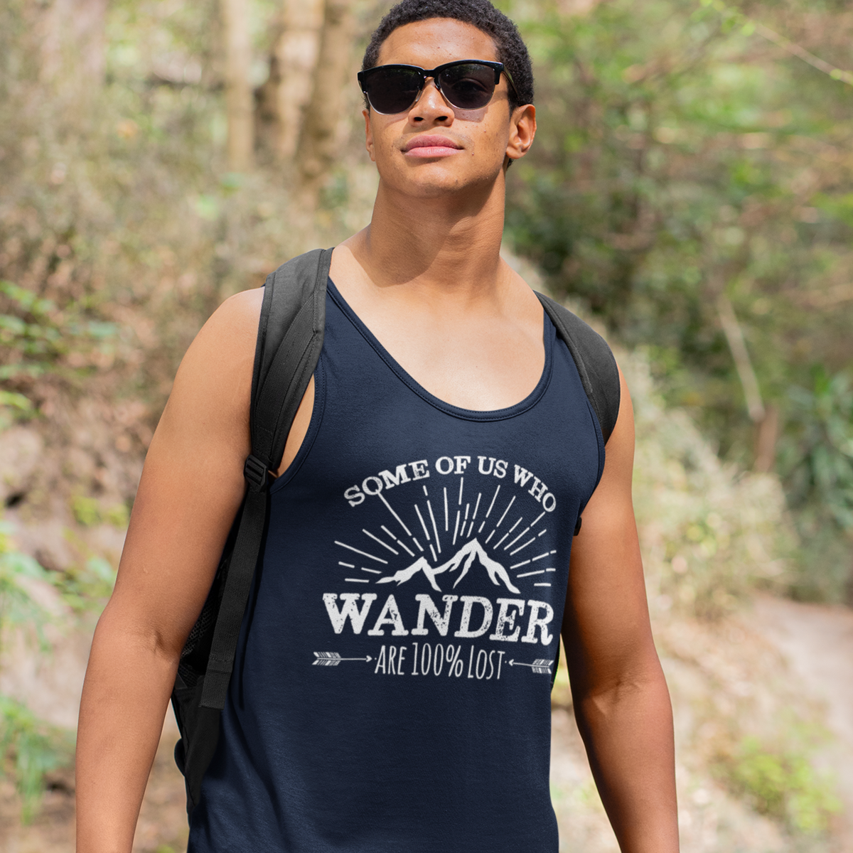 100% Lost Funny Wanderlust Adventure Shirt | Travel Lover Camping Gift| Unisex Jersey Tank Top