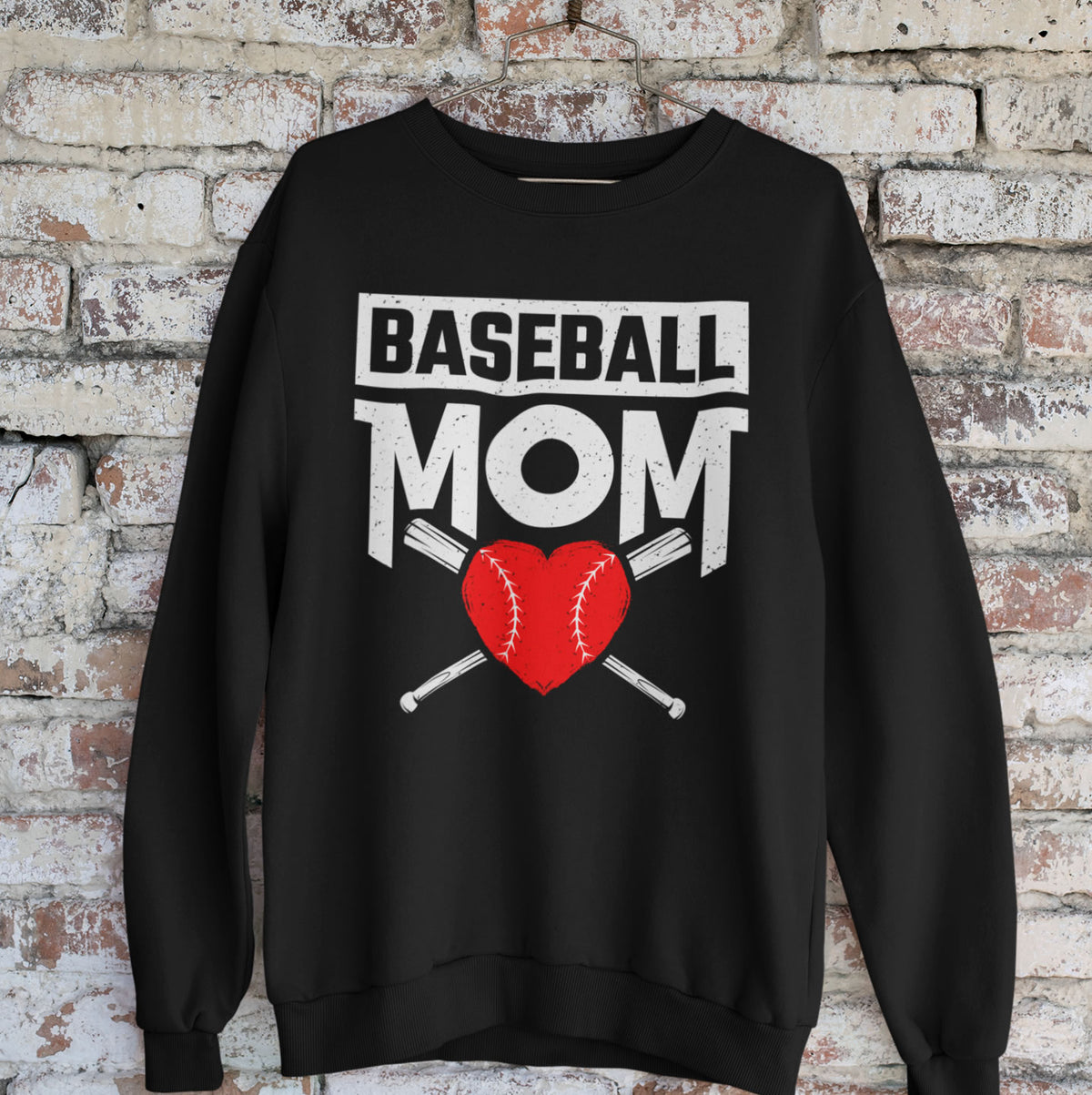 Baseball Mom Heart Aesthetic Shirt | Mothers Day Mom Gift | Unisex Crewneck Sweatshirt