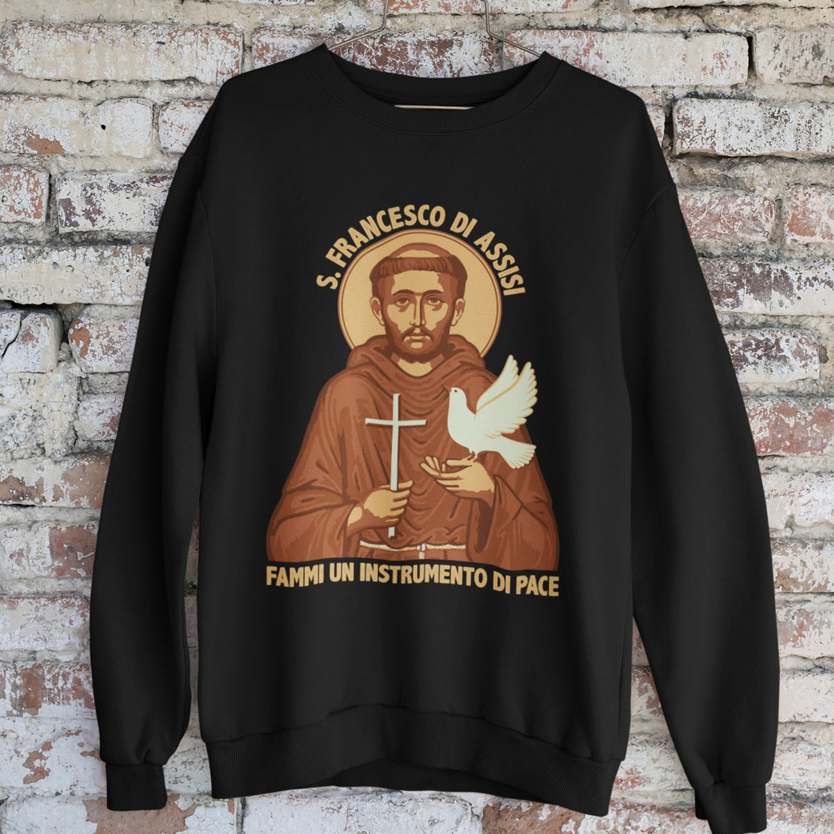 Saint Francis Catholic Peace Prayer Shirt | St Francis Italian Gift | Unisex Crewneck Sweatshirt
