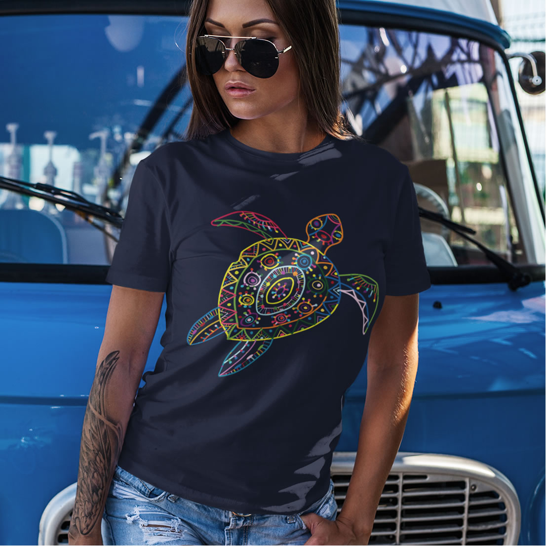 Sea Turtle Line Drawing Beach Bum Shirt | Ocean Lover Graphic Tees | Unisex Jersey T-shirt