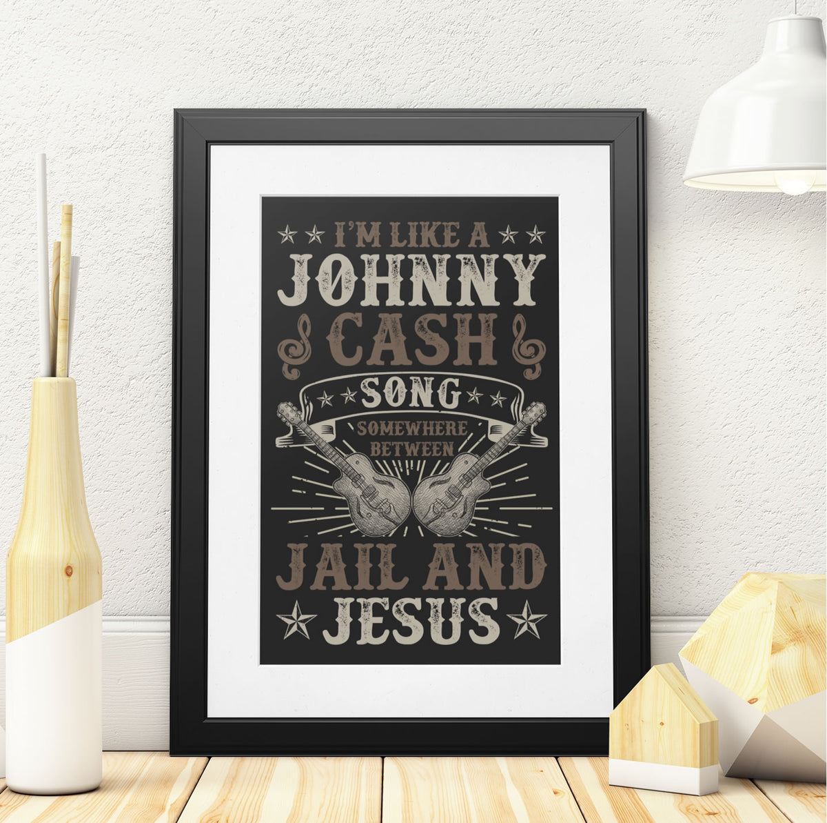 Johnny Cash Song Guitar Wall Art Print 