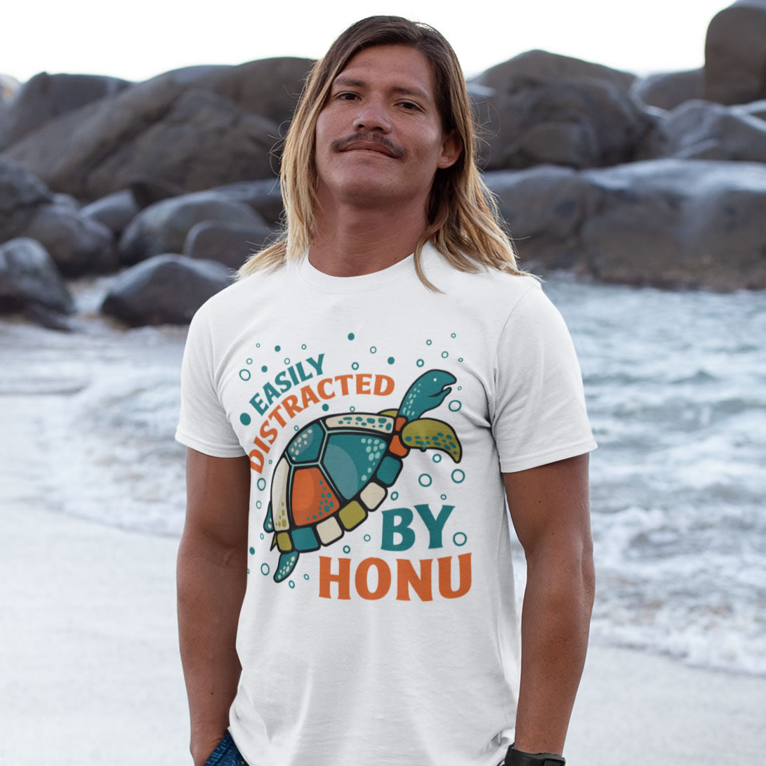 Distracted By Sea Turtles Beach Bum Shirt | Hawaiian Shirt | Unisex Soft Style T-Shirt