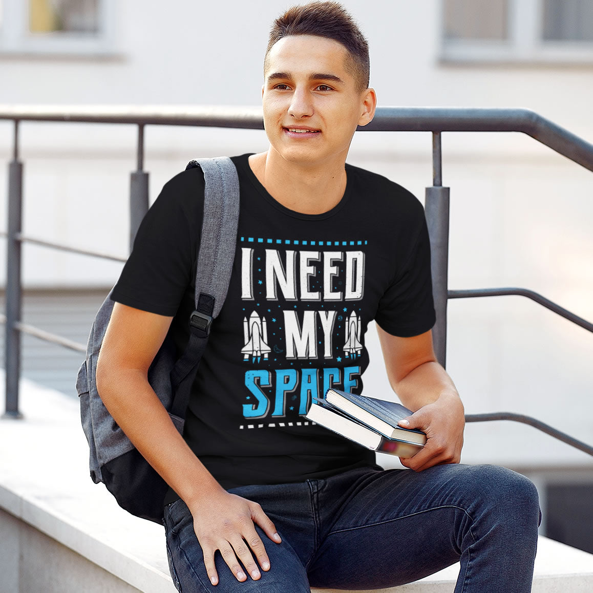 I Need My Space Funny Antisocial Shirt | Space Shuttle Astronomy Shirt | Bella Canvas Unisex Jersey T-shirt