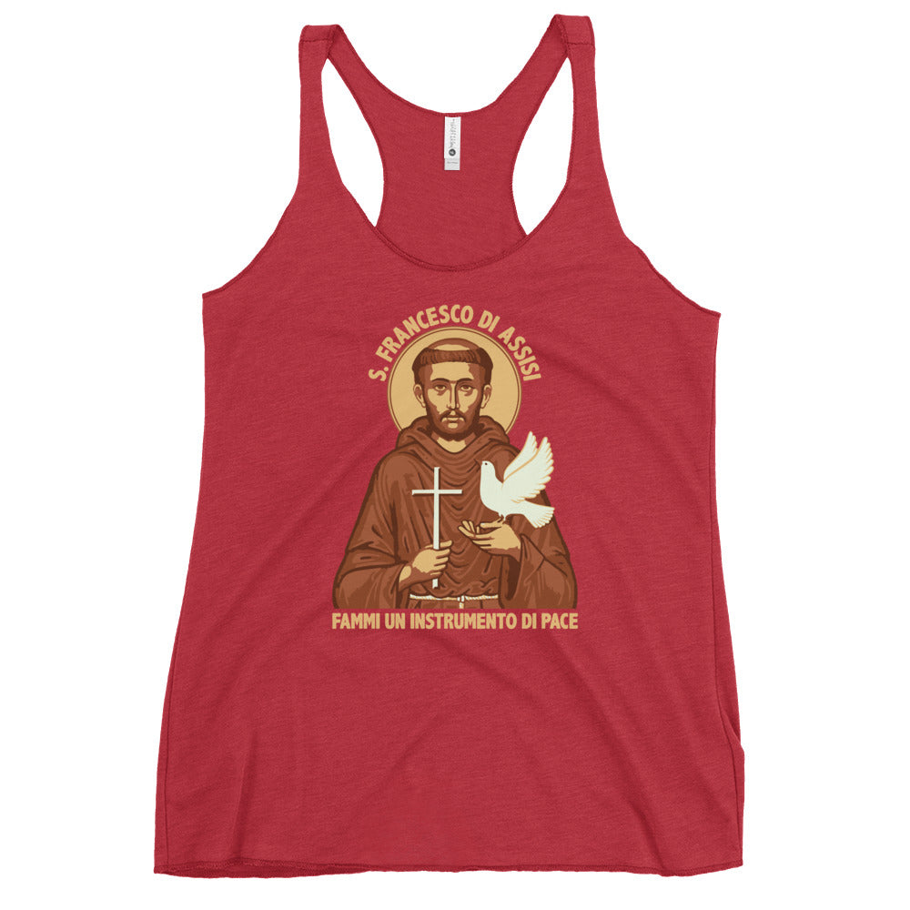 Saint Francis Catholic Peace Prayer Shirt | St Francis Italian Gift | Women's Tri-blend Racerback Tank Top