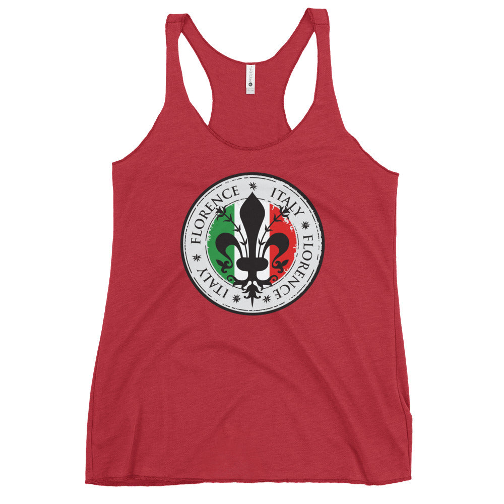 Florence Italy Fleur de Lis Shirt | Italian Flag Italy Travel Shirt | Women's Tri-blend Racerback Tank Top