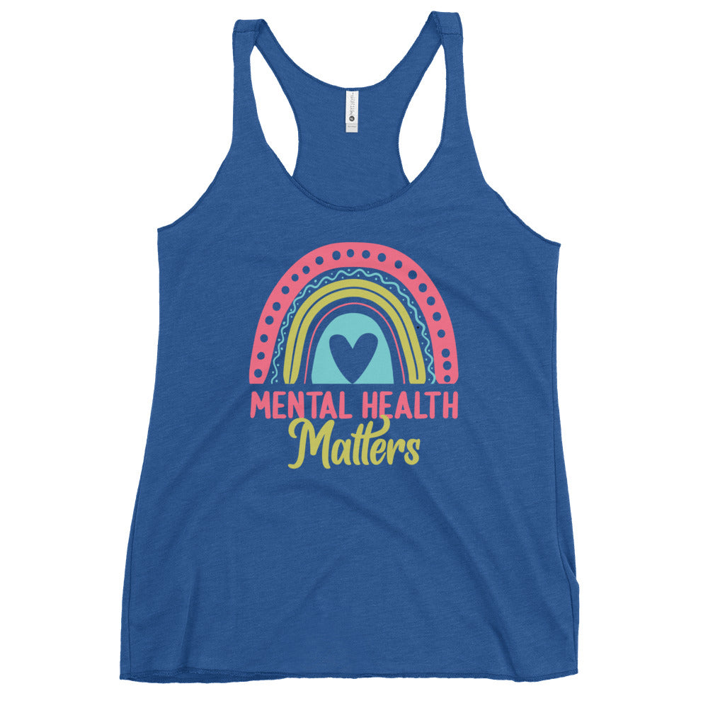 Mental Health Matters School Psychology Shirt | Rainbow Gift | Women's Tri-blend Racerback Tank Top